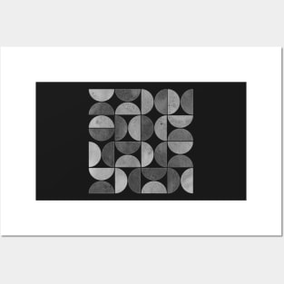 Black and gray mid century modern pattern Posters and Art